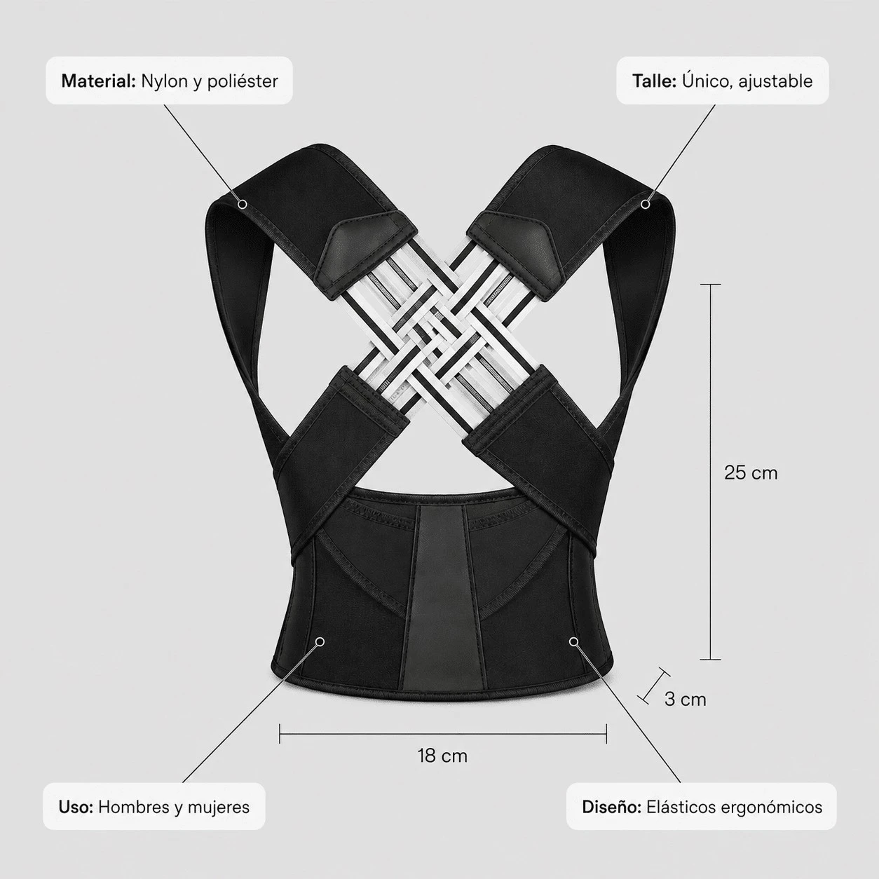 Corrector de Postura con soporte Lumbar Unisex 2