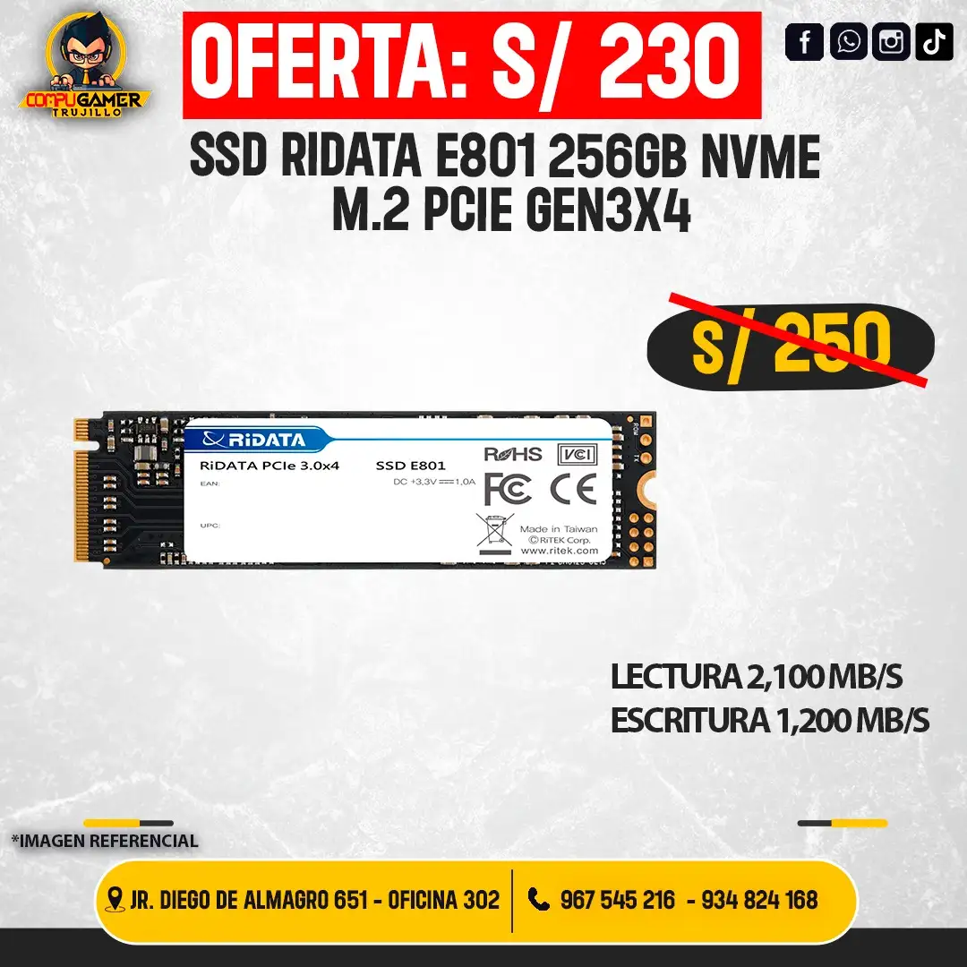 SSD RIDATA E801 256GB NVME M.2 PCIE GEN3X4