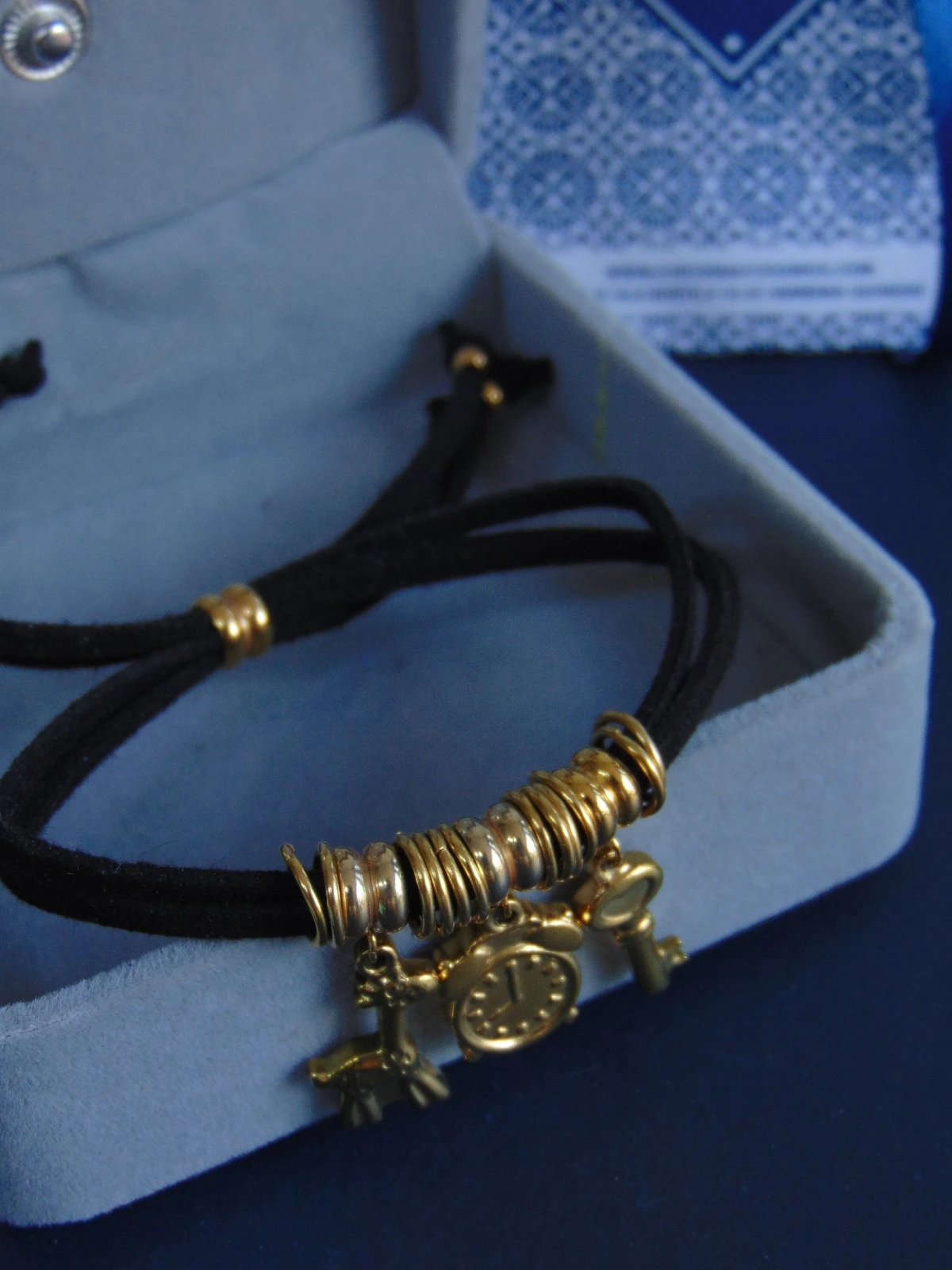 PULSERAS ACERO DOR CUERO NERO DIJES AJUSTABLE  2
