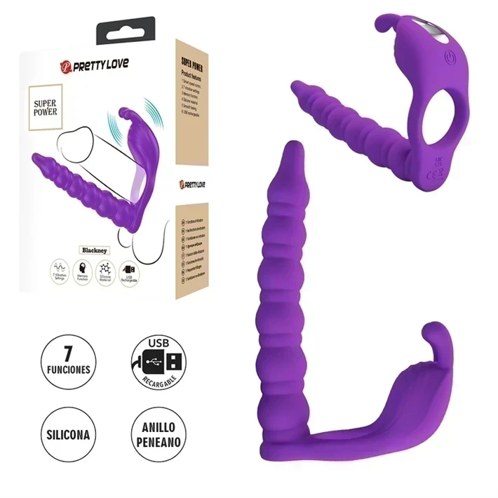 Anillo doble penetracion con vibracion y carga USB