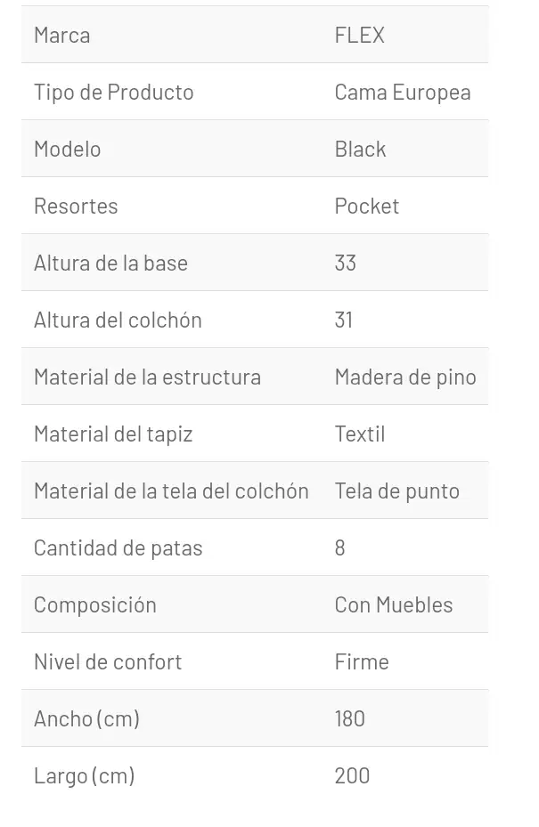 CAMA EUROPEA FLEX BLACK KING 4
