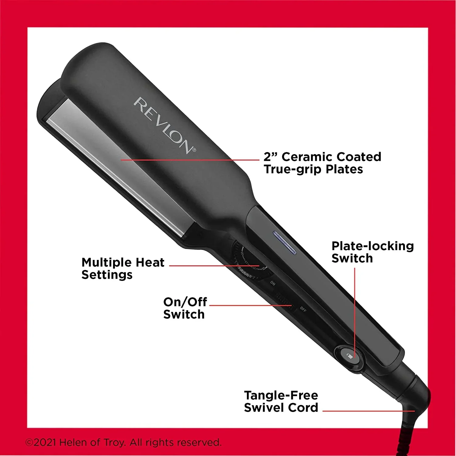 Plancha plana de cerámica para cabello Revlon Fast Results de 2 pulgadas 4