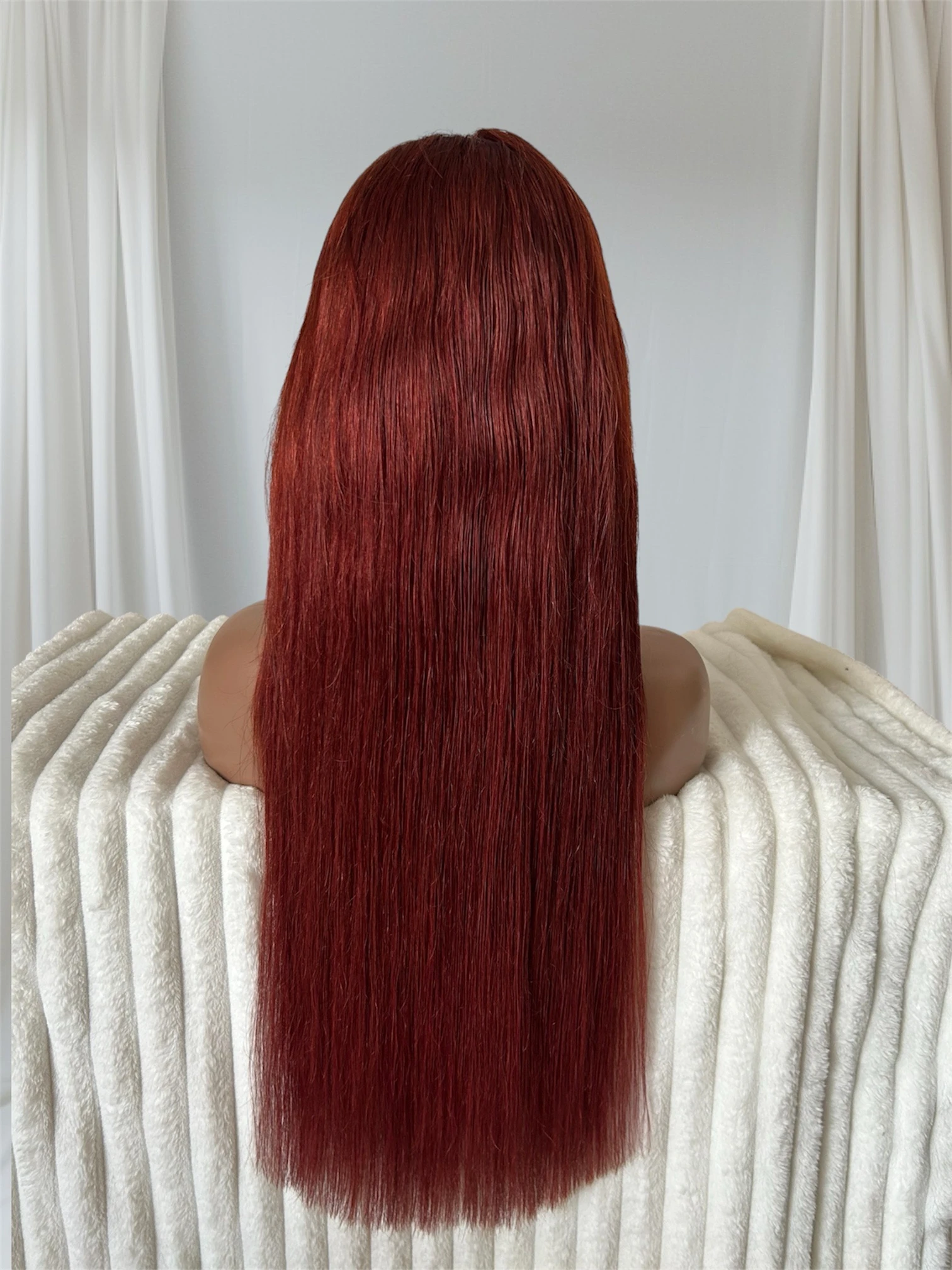 Peluca cabello Humano de 28 pulgadas, color rojo cobrizo, frontal lace 13x4  3