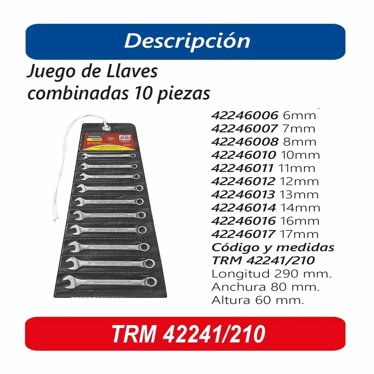 SET/JGO LLAVE COMBINADA MM TRM 10PZ (6-17mm)