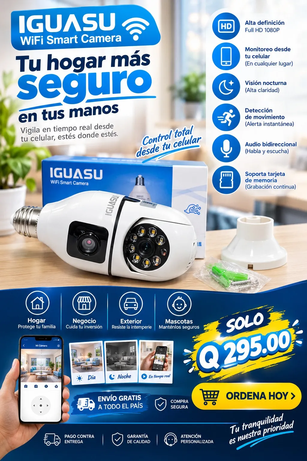 Cámara de seguridad tipo foco 