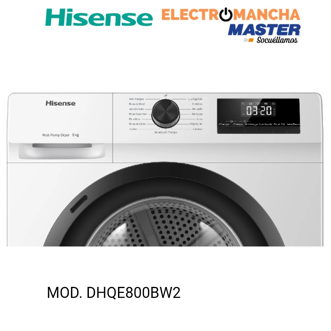 SECADORA HISENSE DHQE800BW2  B. DE CALOR 8 KG A++ 3