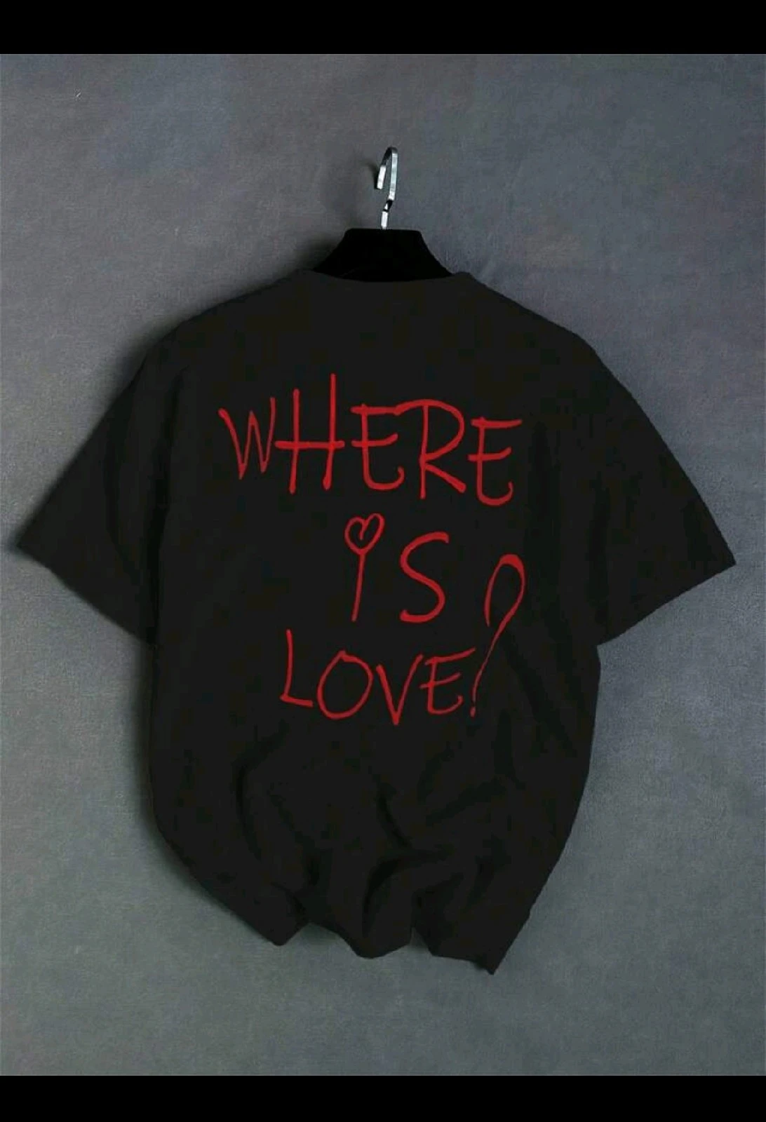 Franela Casual Oversized con Bordado Frontal y Trasero "Where Is Love?"