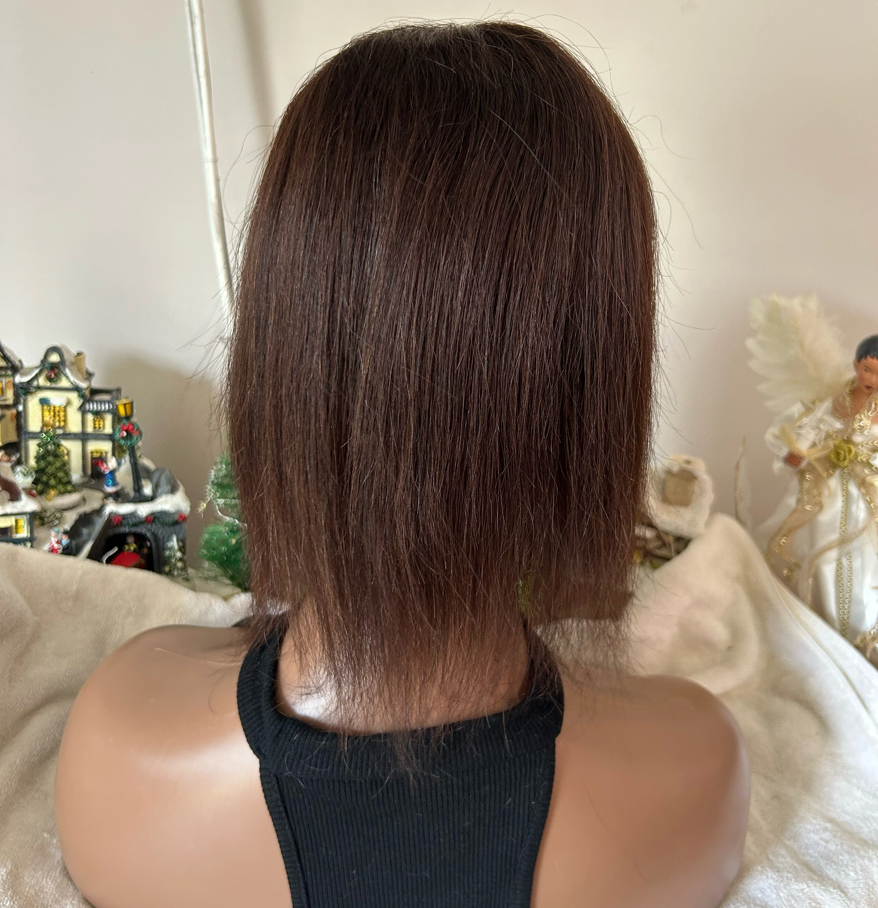 Toppers de cabello para mujer, postizos de cabello humano real, postizos 3D de 360° para mujer con corona delgada, flequillo tenue con clip de 12 pulgadas, base grande (marrón ) 3