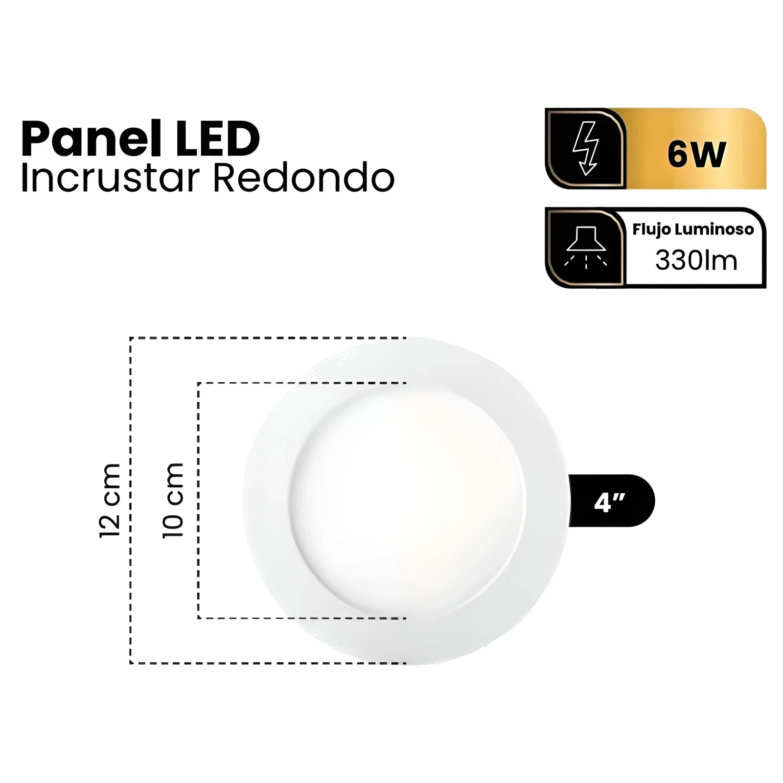 PANEL LED 6W 4" BLANCO REDONDO INCRUSTAR