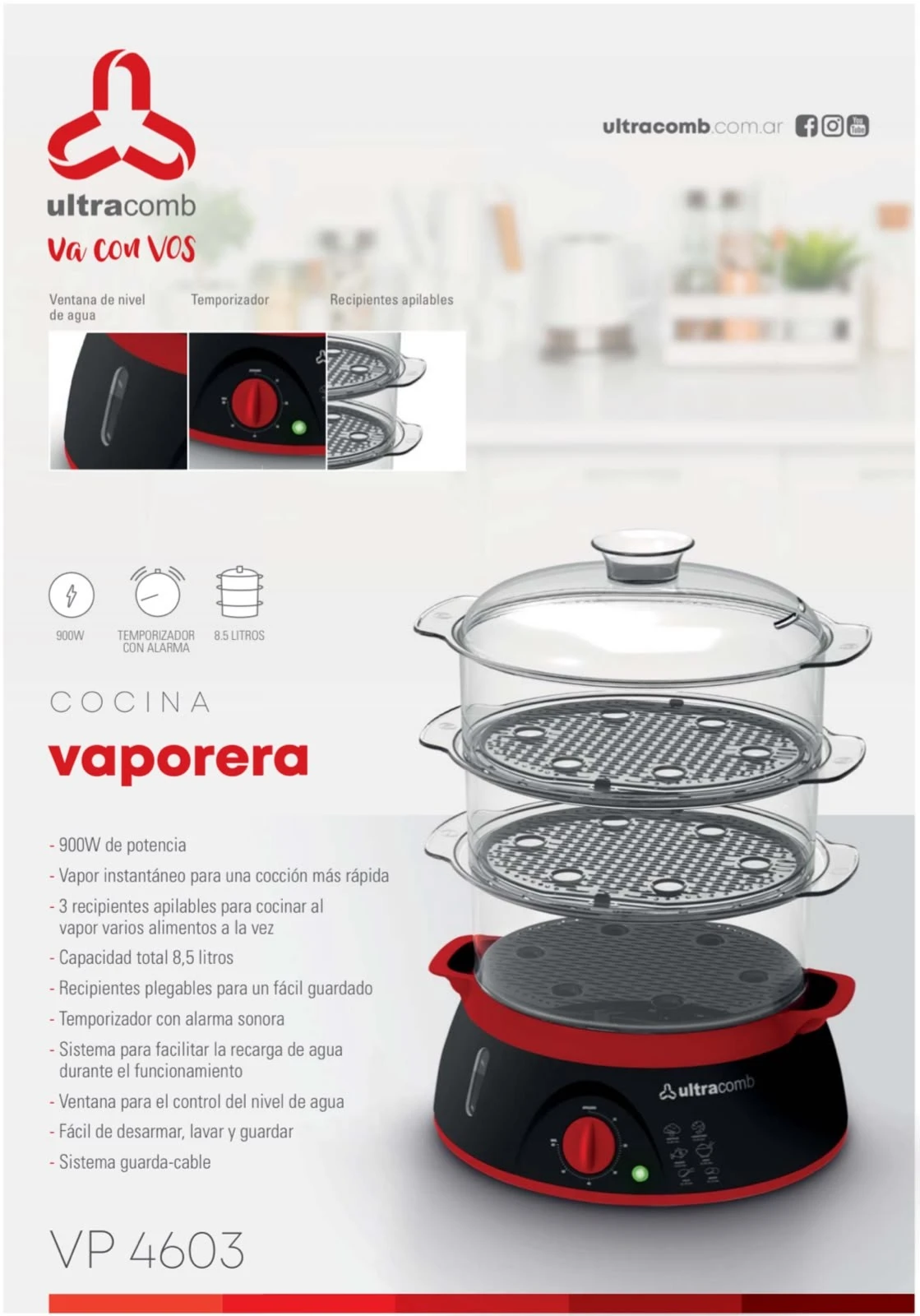 VAPORERA ULTRACOMB  8.5L 900w