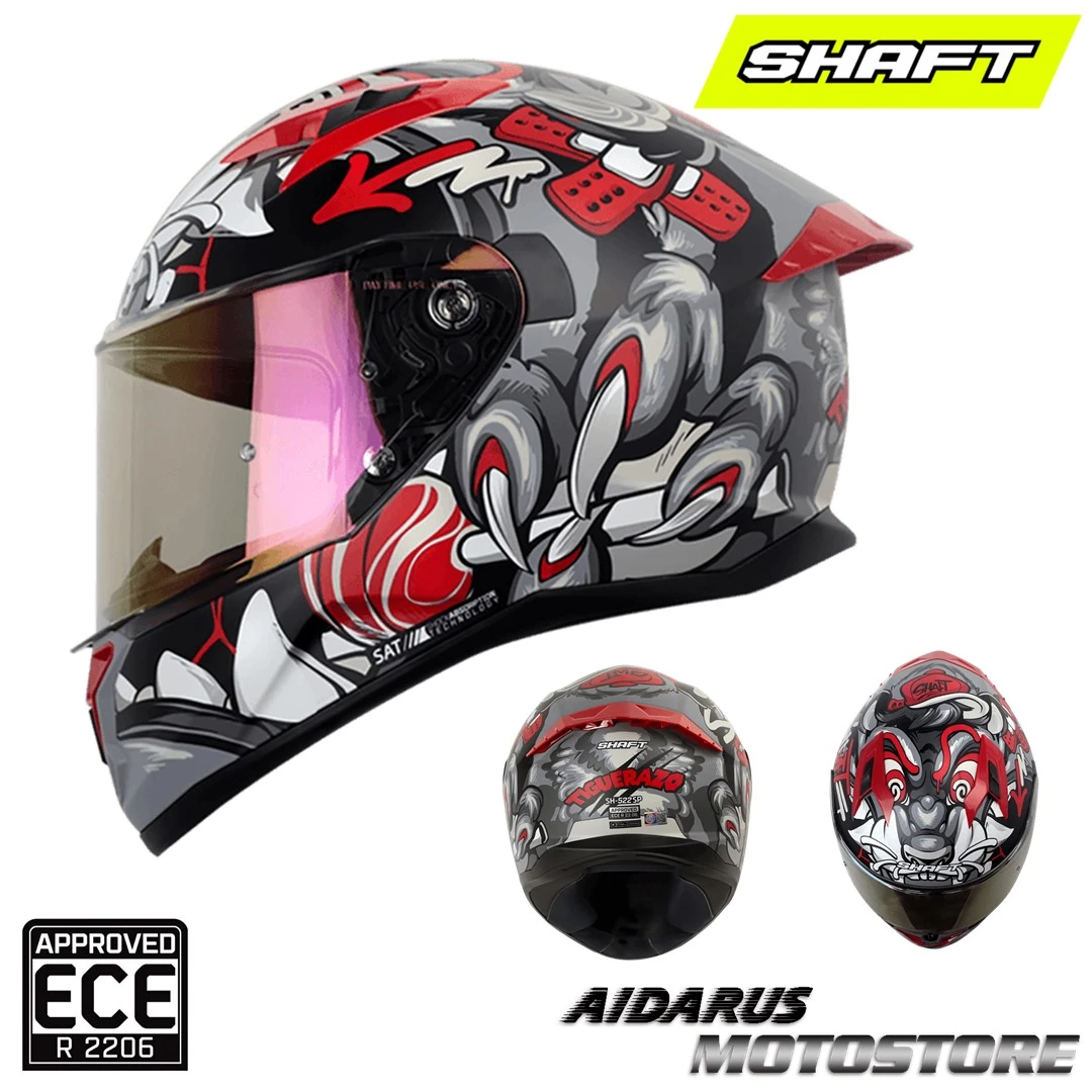 CASCO SHAFT 522SP TIGUERAZO GRIS ROJO MATE