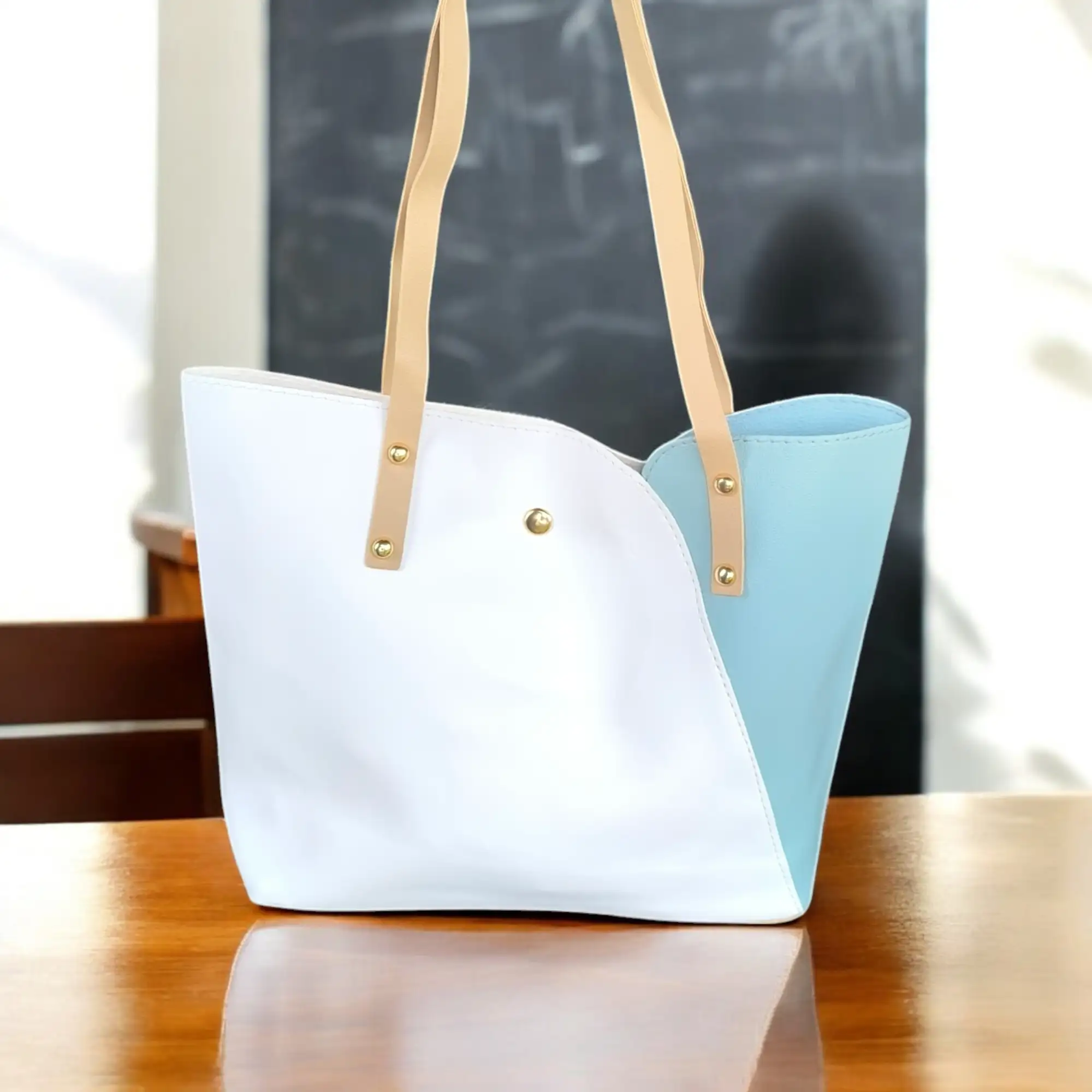 Cartera de hombro blanca/turquesa  2