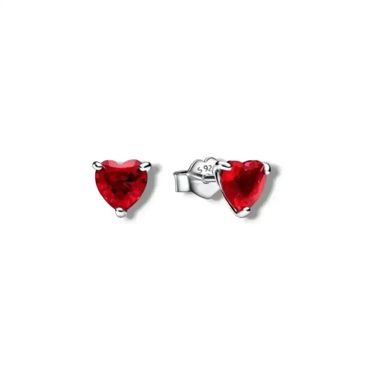 Pendientes de Boton Corazón Rojo
