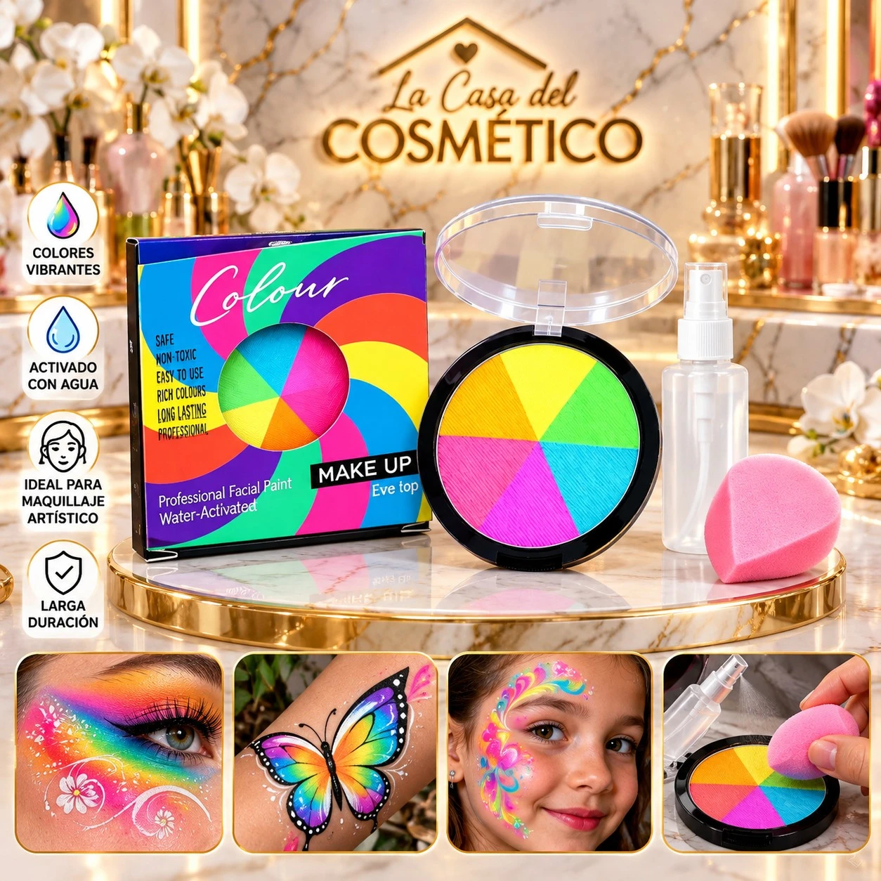 lumera paleta arcoiris de maquillaje artistico – 6 colores