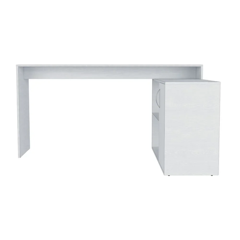 Escritorio L Blanco Con Libreria  6