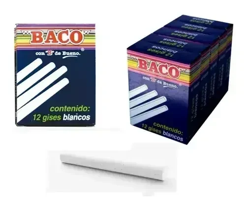 Caja con 12 gises blancos delgados  3