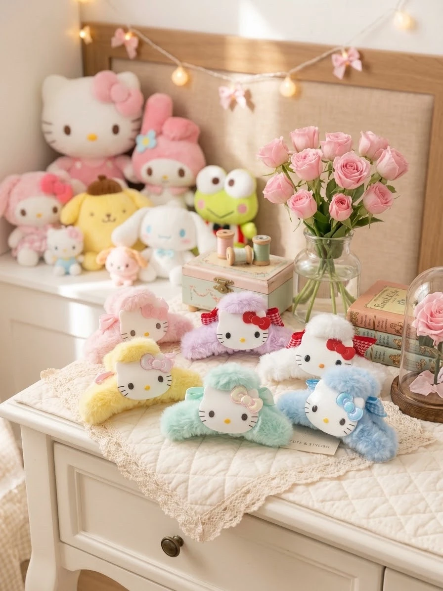 DOCENA DE PINZA DE PELICHE HELLO KITTTY
