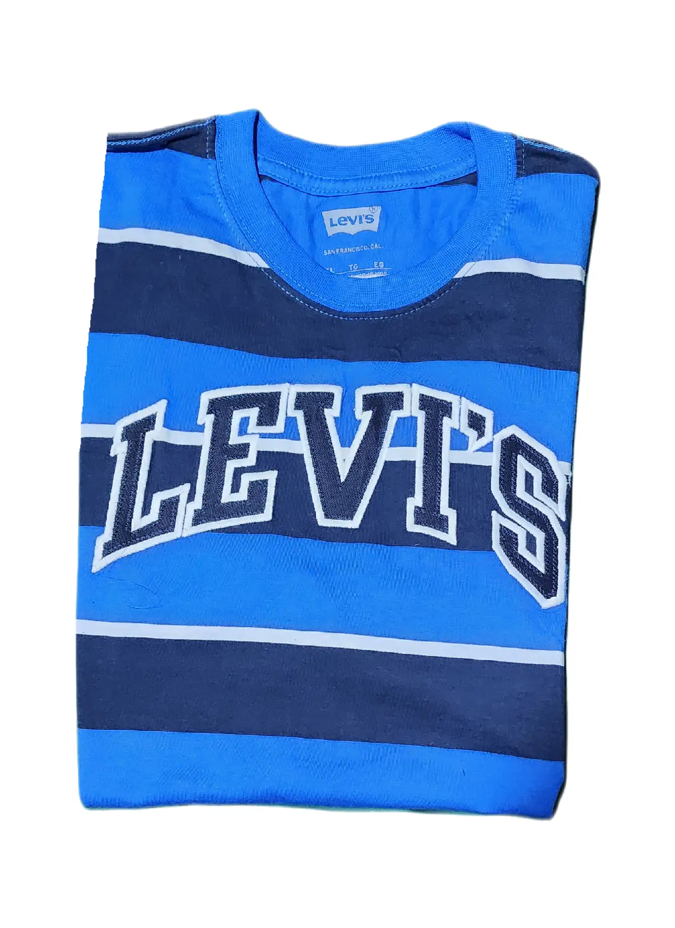 Playera azul con rayas