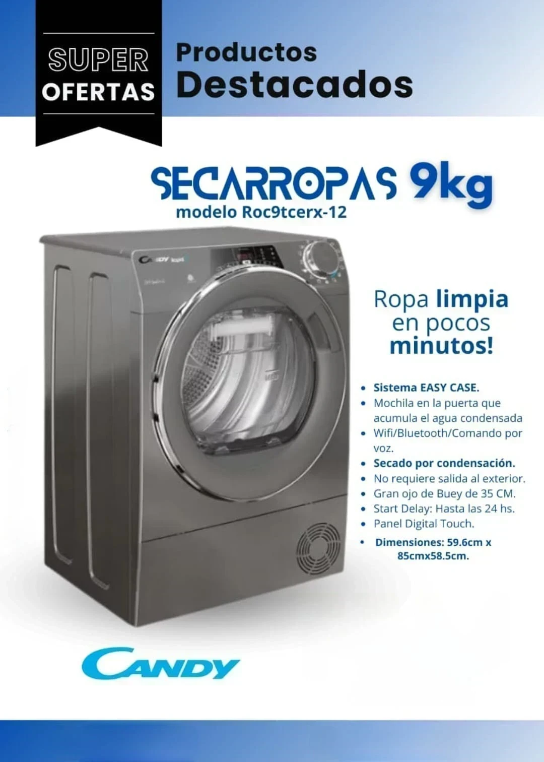 SECARROPAS CANDY 9KG SILVER INVERTER 