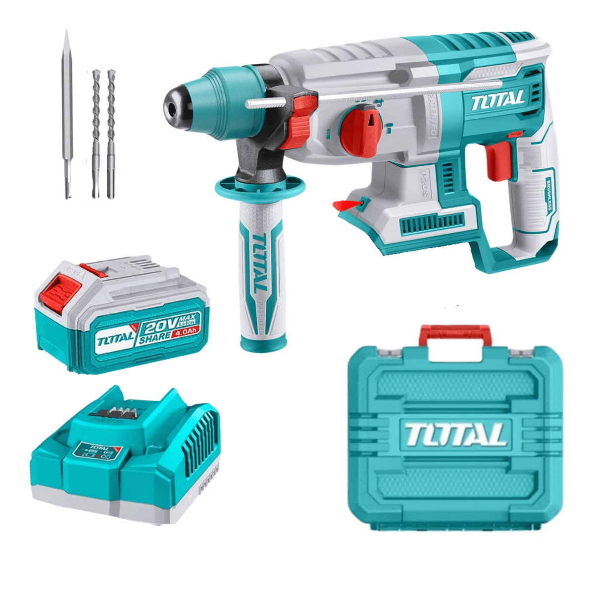 TOSLI230803 Combo rotomartillo + amoladora 20v 2 baterias 4ah y cargador total 2