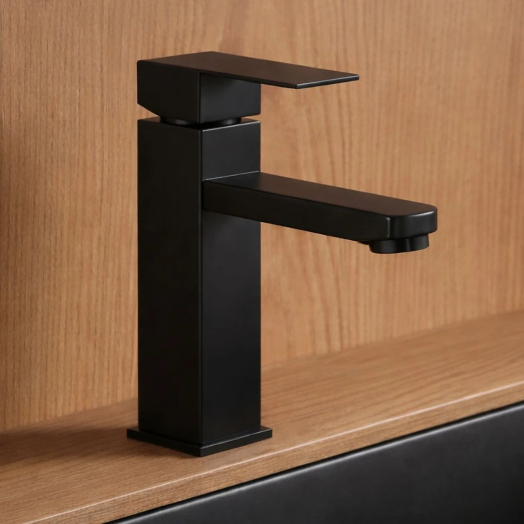 Canilla de Acero Inox. Monocomando Neg/Pla