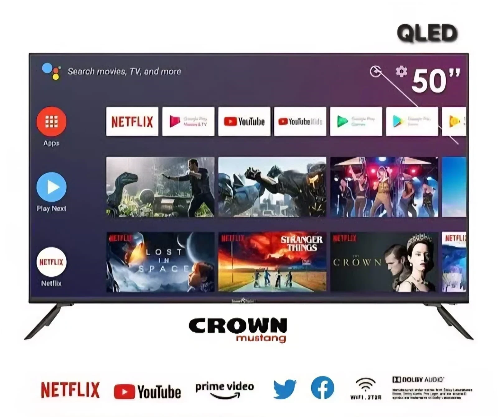 SMART TV CROWN MUSTANG 50" C/GOOGLE TV QLED