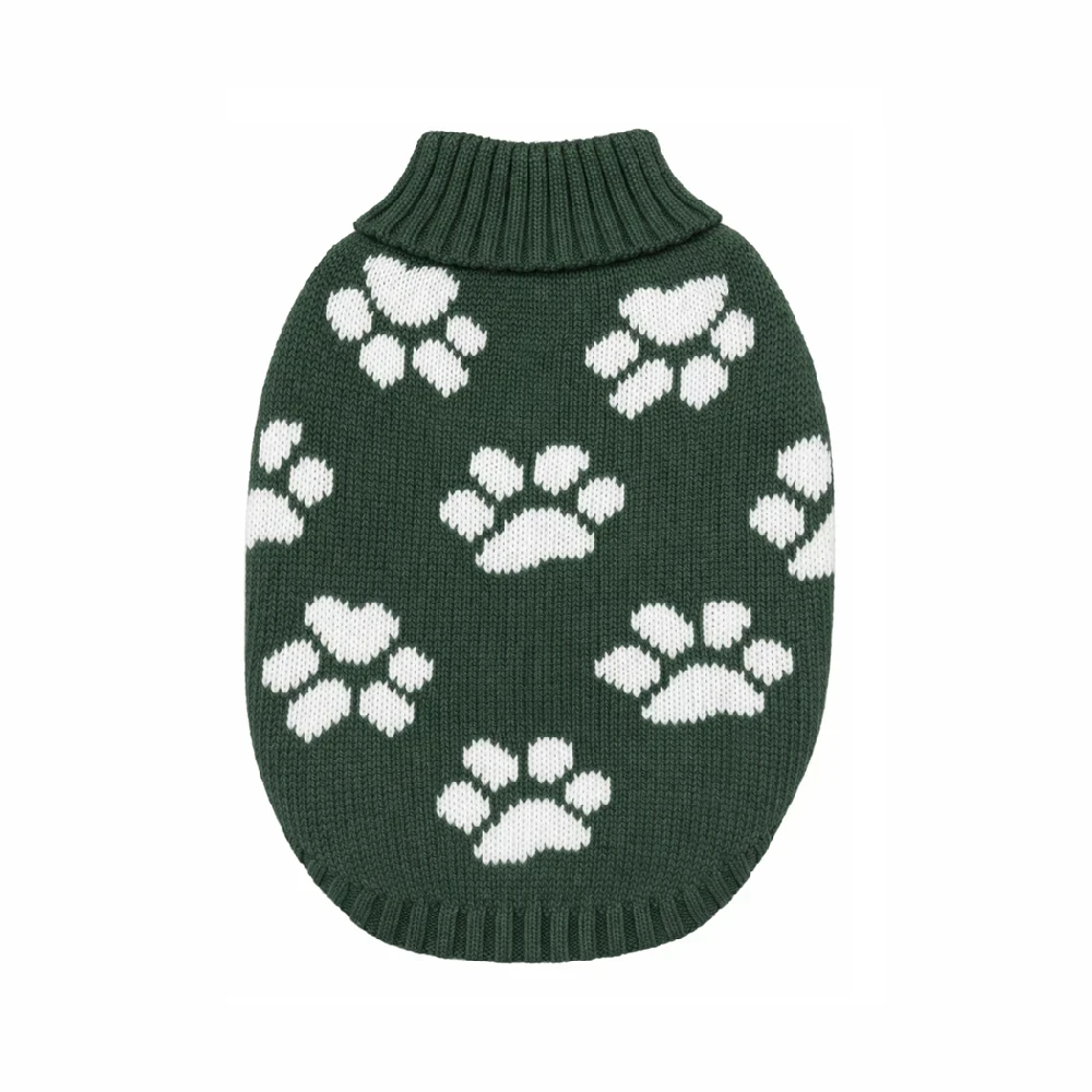 Chompa de lana hipoalergénica huellitas verde militar