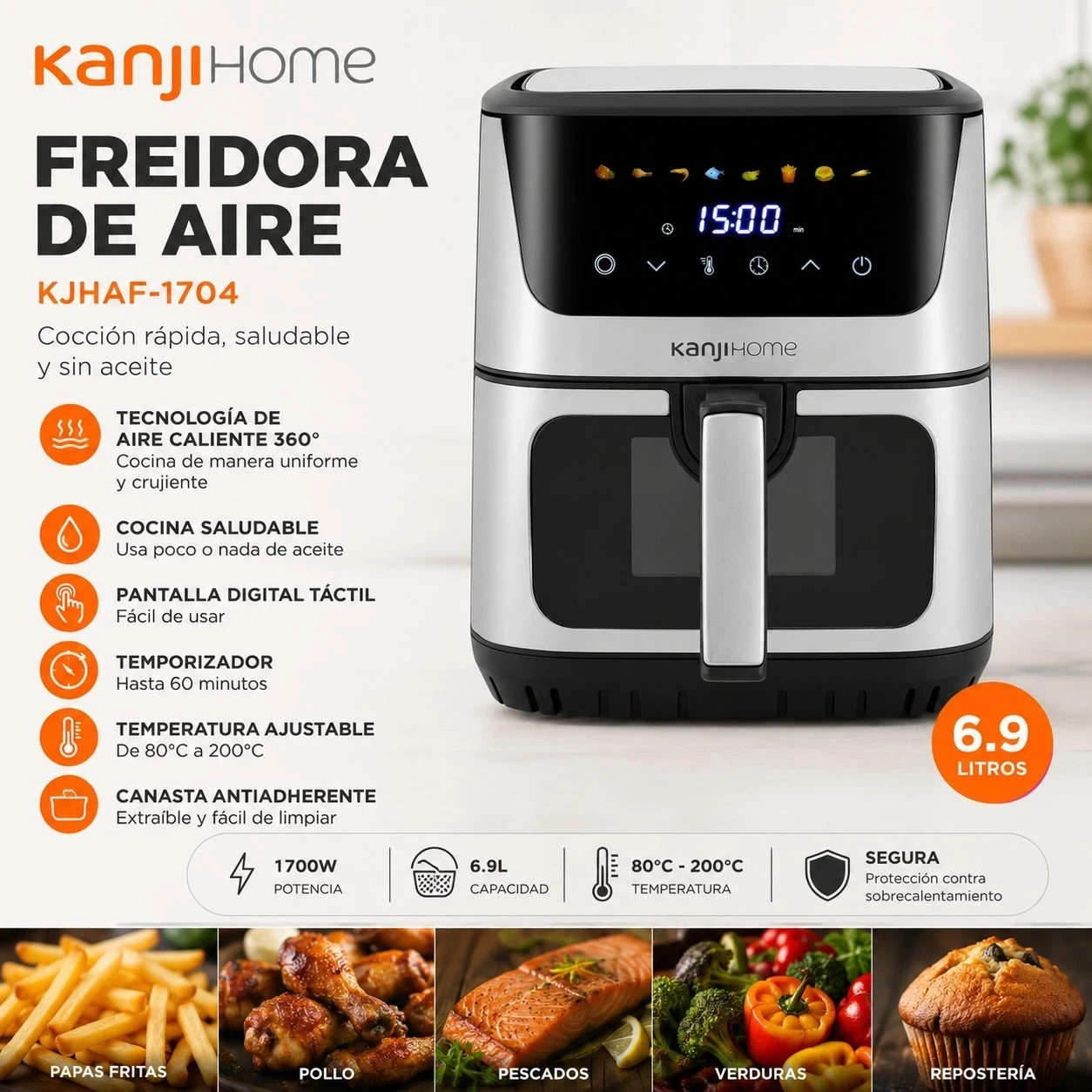 Freidora De Aire Kanji KJHAF-1704 6.9Lts* 2