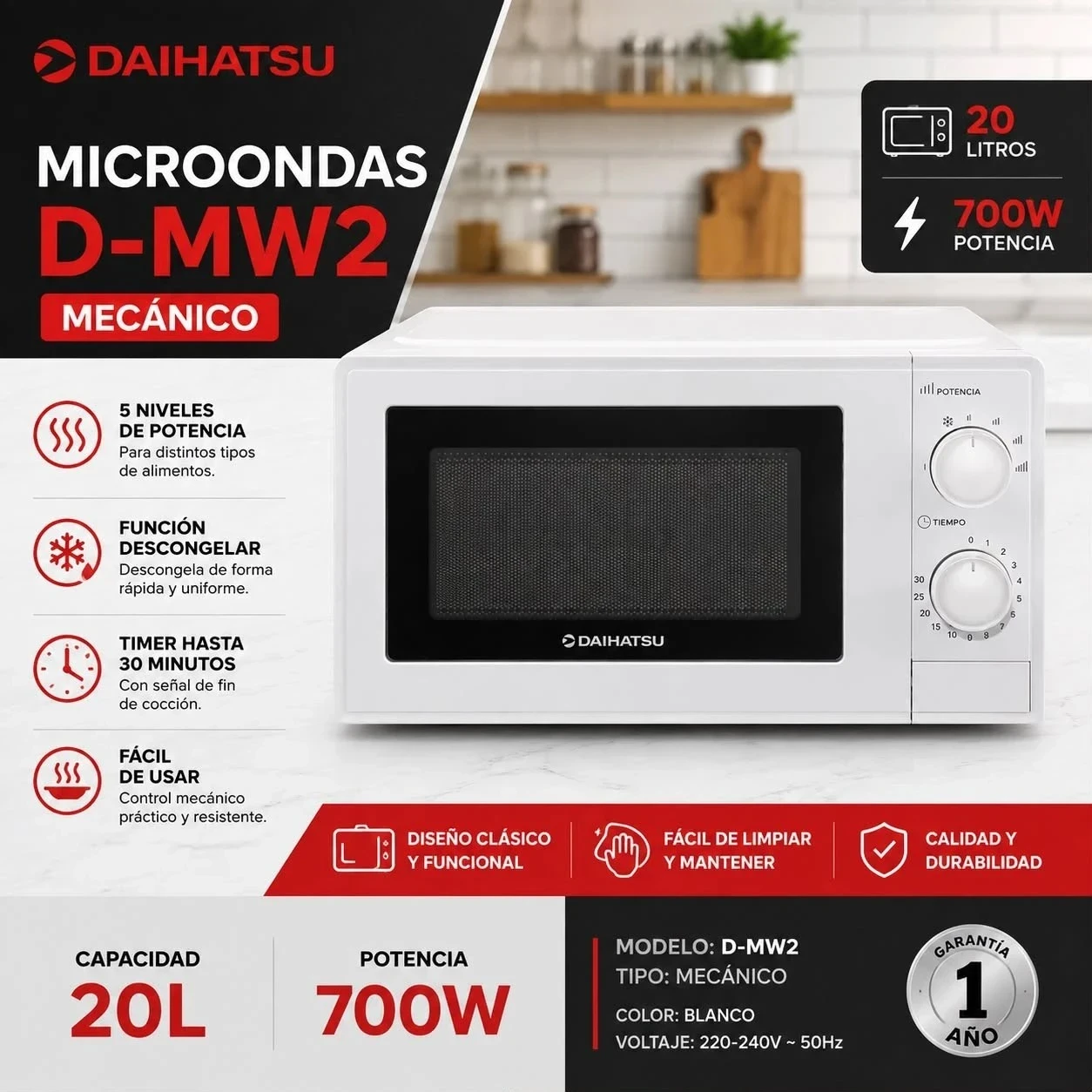 HORNO MICROONDAS DAIHATSU 20 LTS D-MW2
