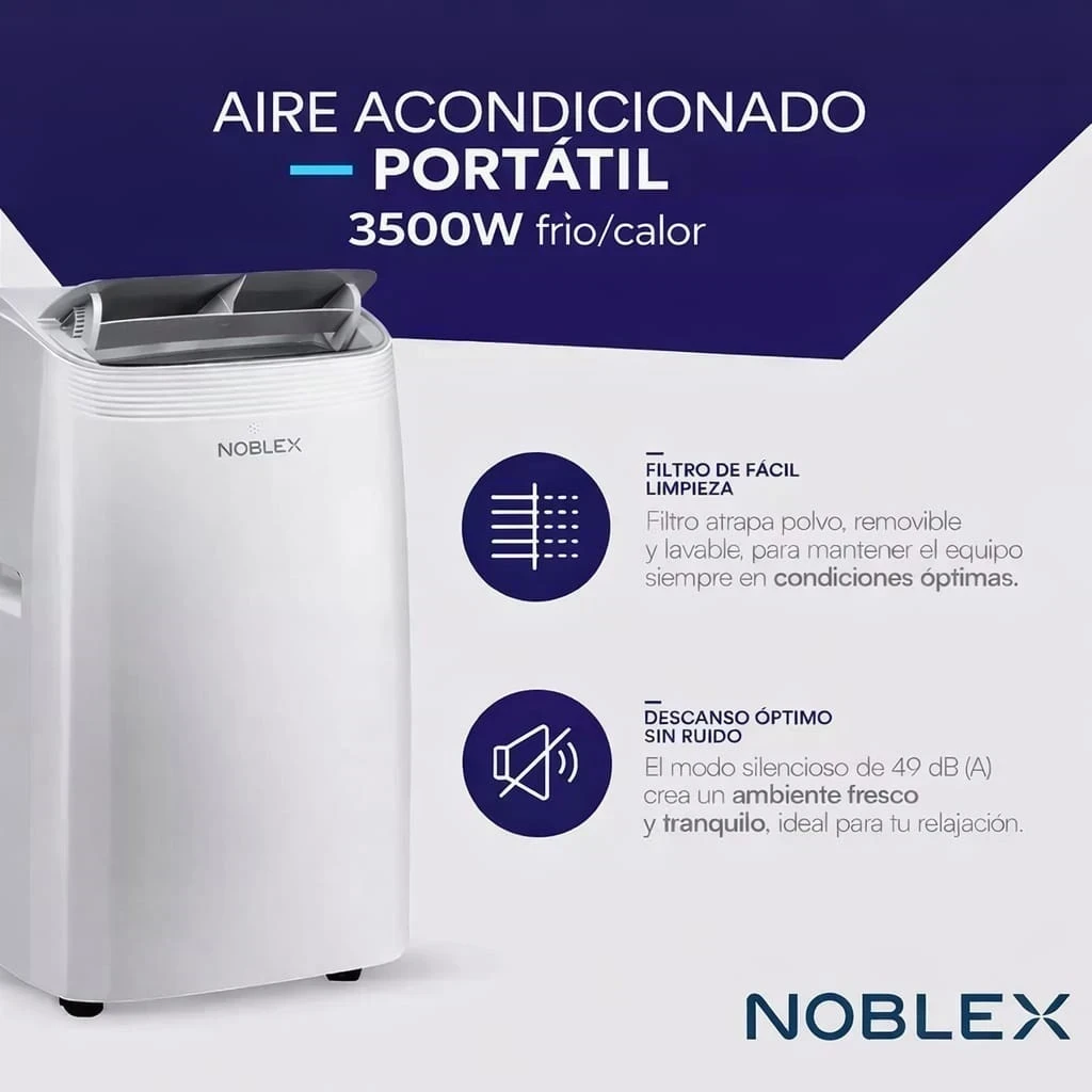 AIRE ACONDICIONADO PORTÁTIL NOBLEX 3500W FRIO/CALOR*