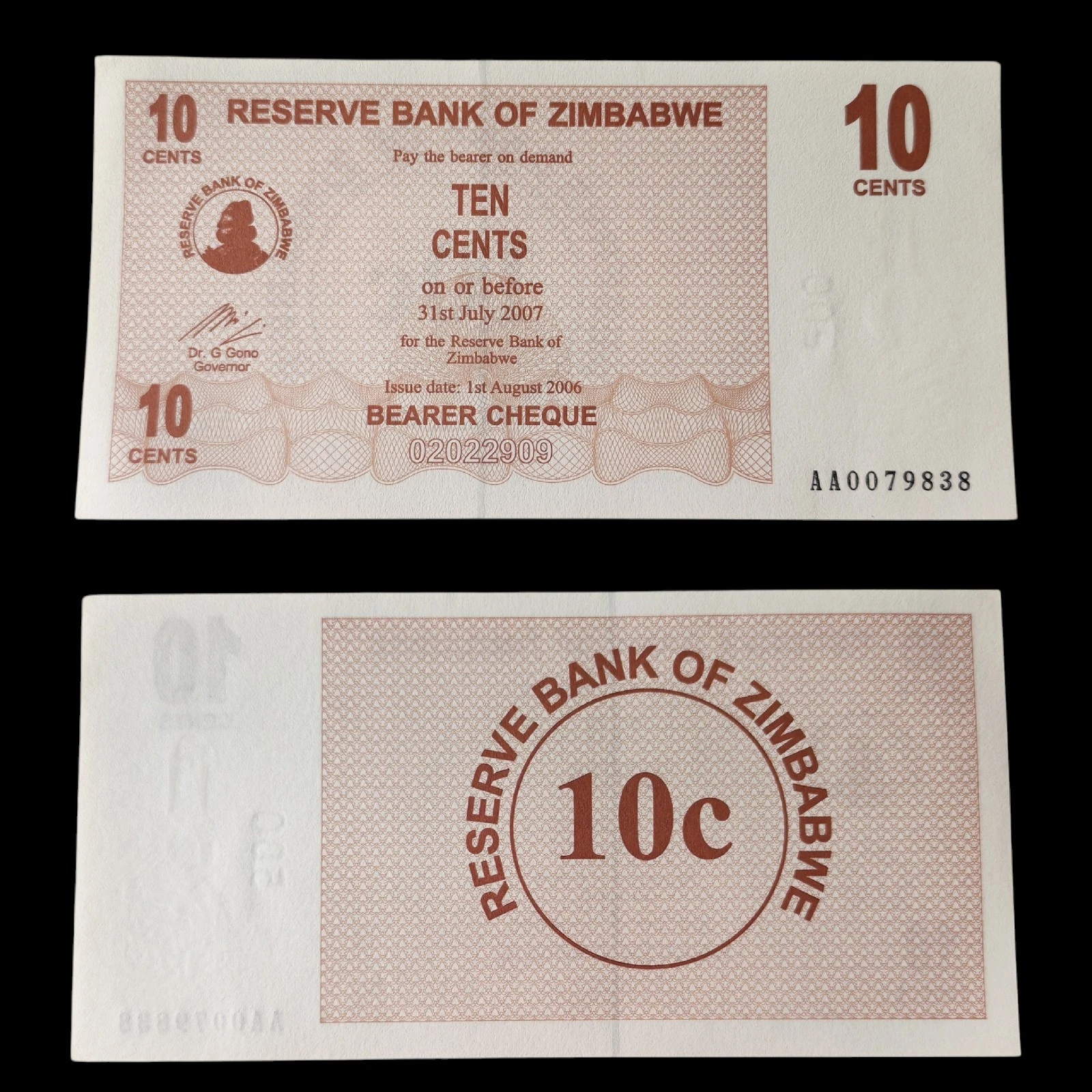° Zimbawe 10 centavos UNC