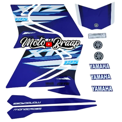 	 Xtz 125 Calcomanias rasgado 2025 Azul blanco celeste