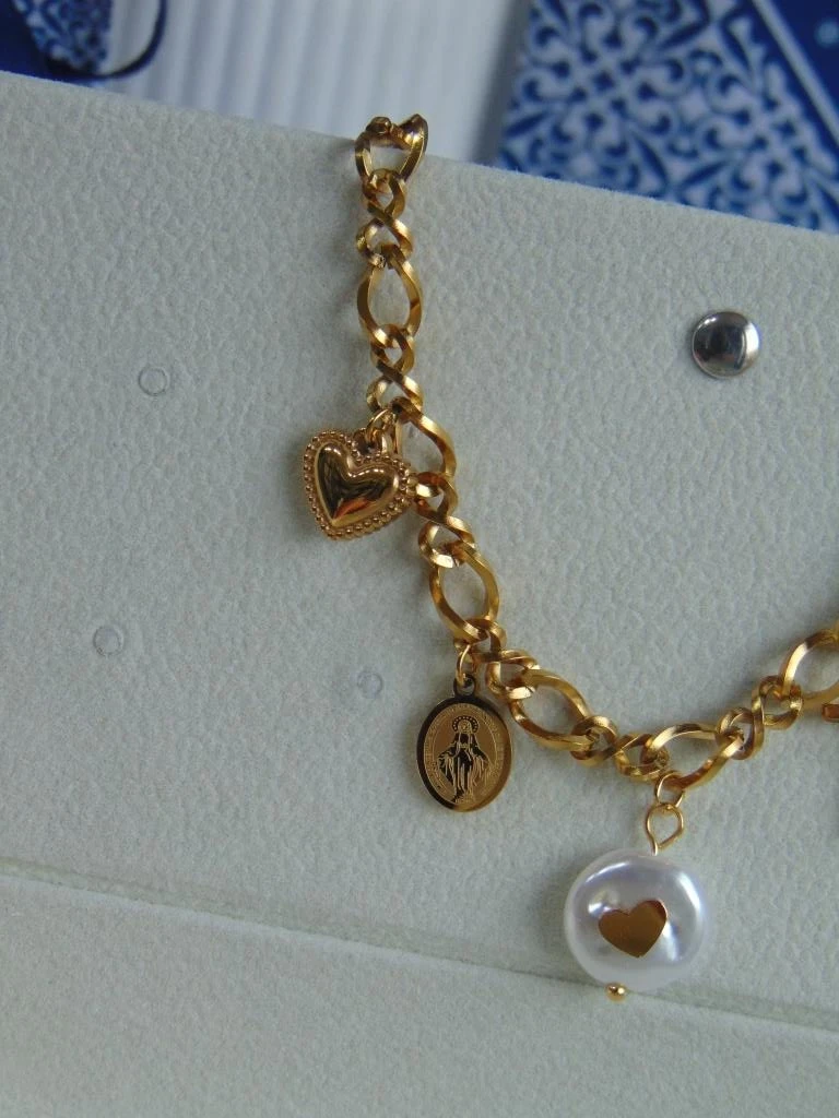 PULSERA ACERO DOR DIJES DESEOS 3