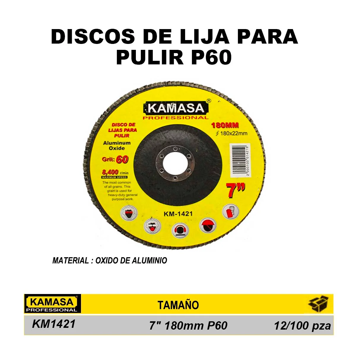 DISCO LIJA FLAP P/ALUMINIO MADERA KM P60 7" 180 MM