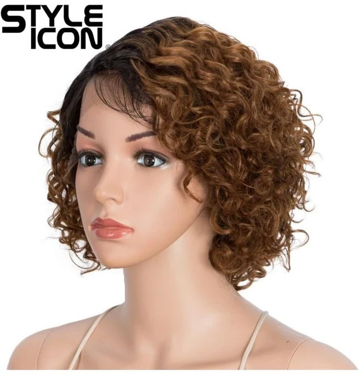 Peluca Rizada #1b/30  de  cabello 10 pulgadas, sin pegamento 2