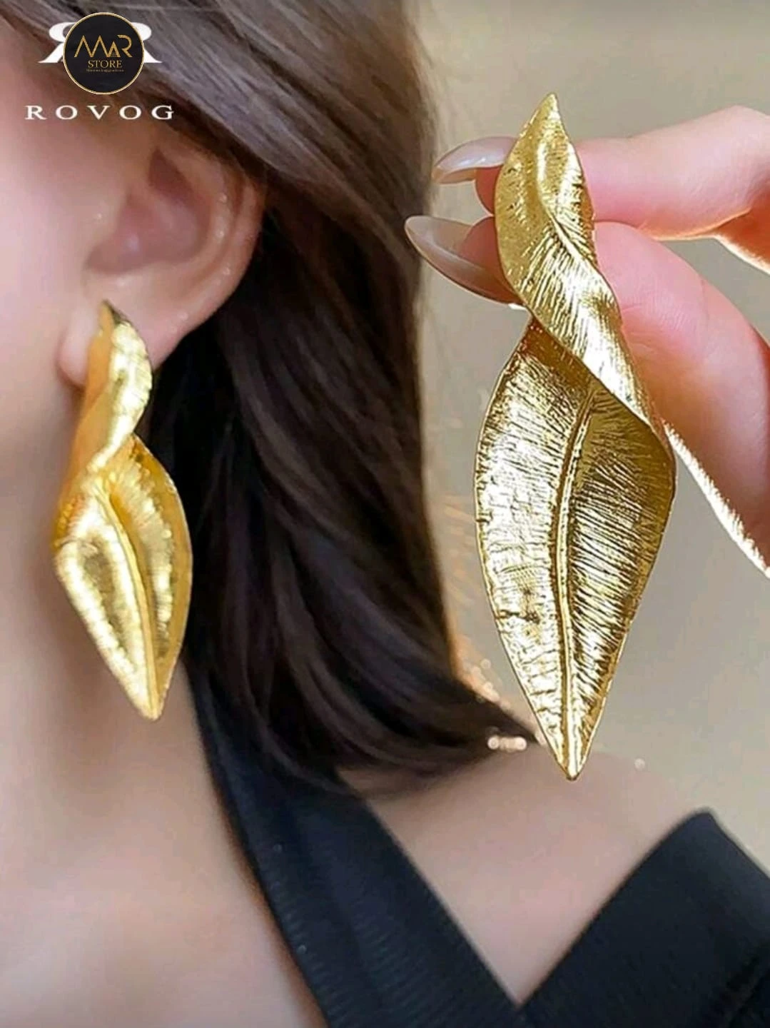 Pendientes elegantes en baño de oro 14K