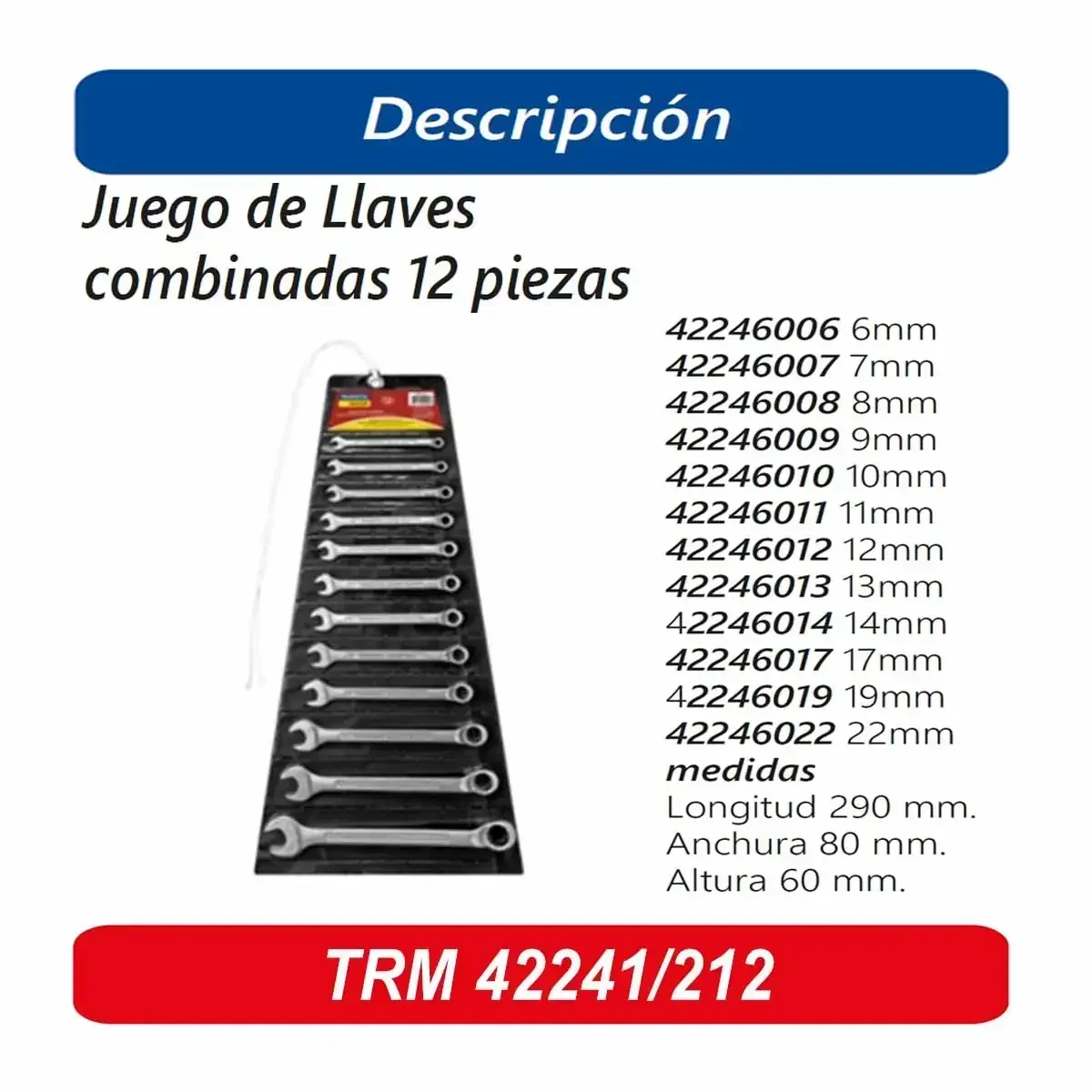SET/JGO LLAVE COMBINADA MM TRM 12PZ (6-22mm)