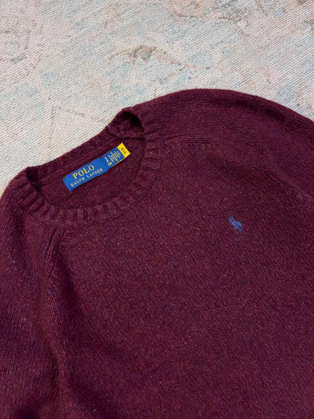 Sweater Polo Ralph Lauren Vino Tinto Lana Hombre Talla S 5