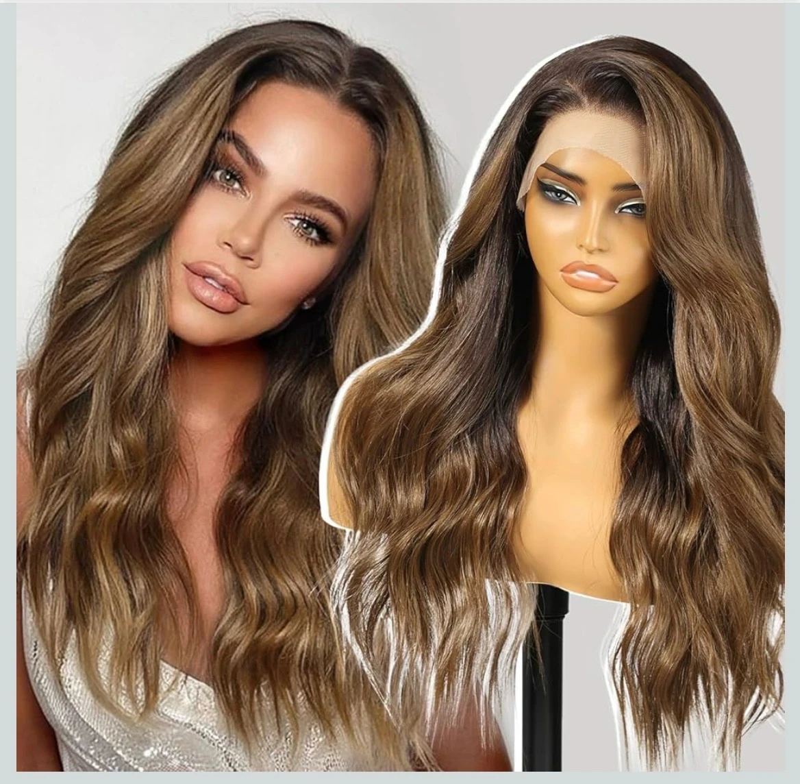 Peluca semi natural de 26” frontal lace 13x46