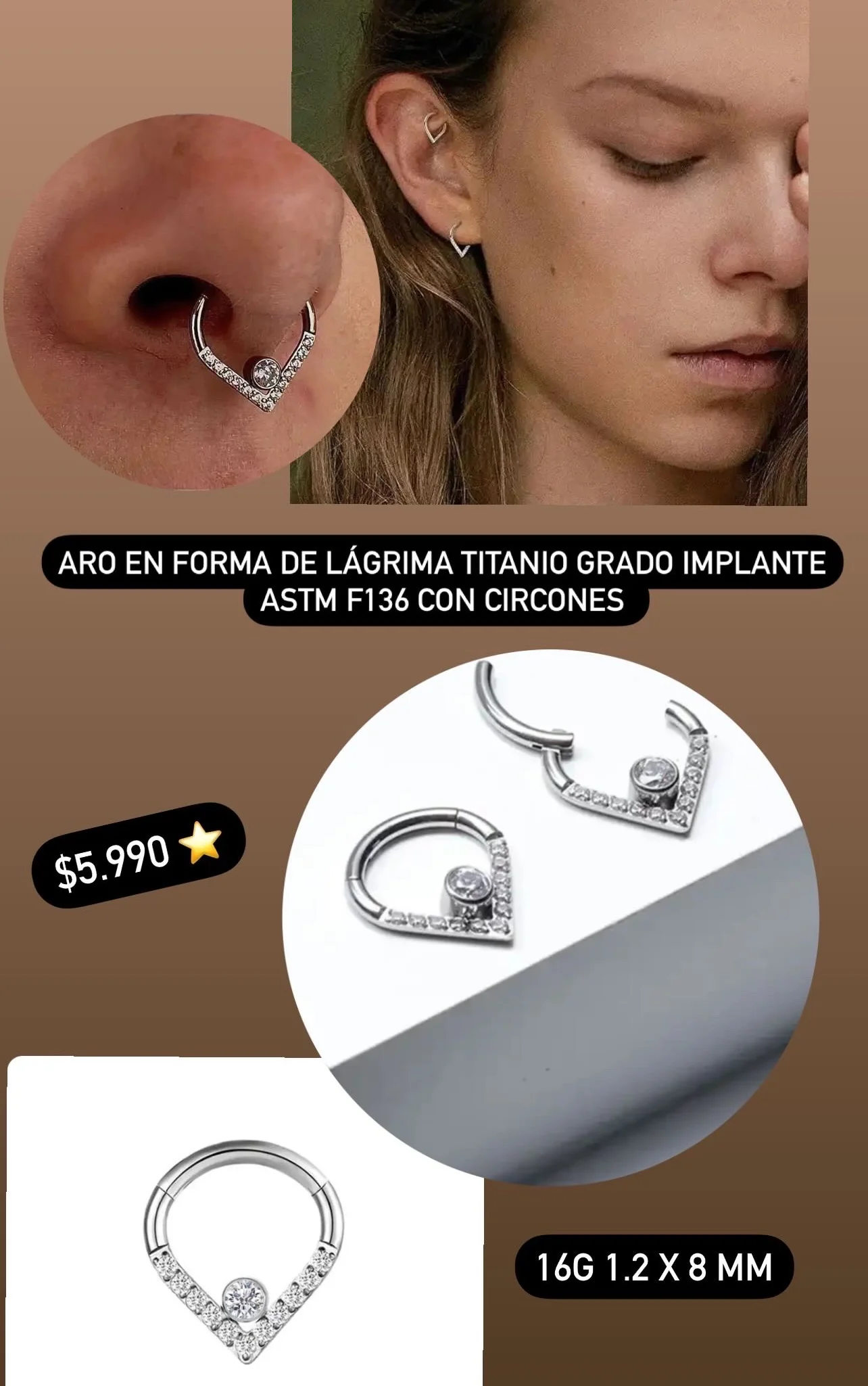 Aro Titanio Grado Implante ASTM F136 8MM