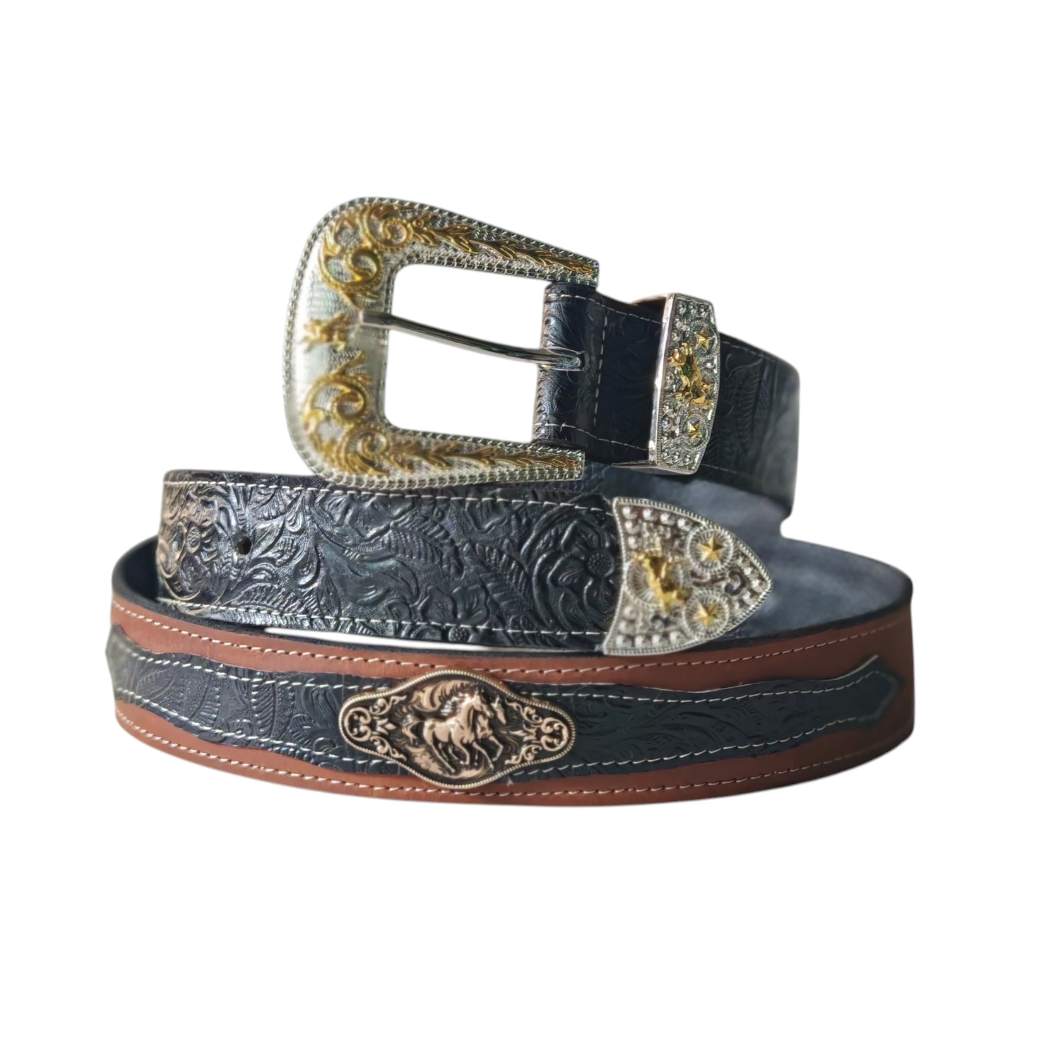 Cinturon vaquero floral negro y cafe crazy  5