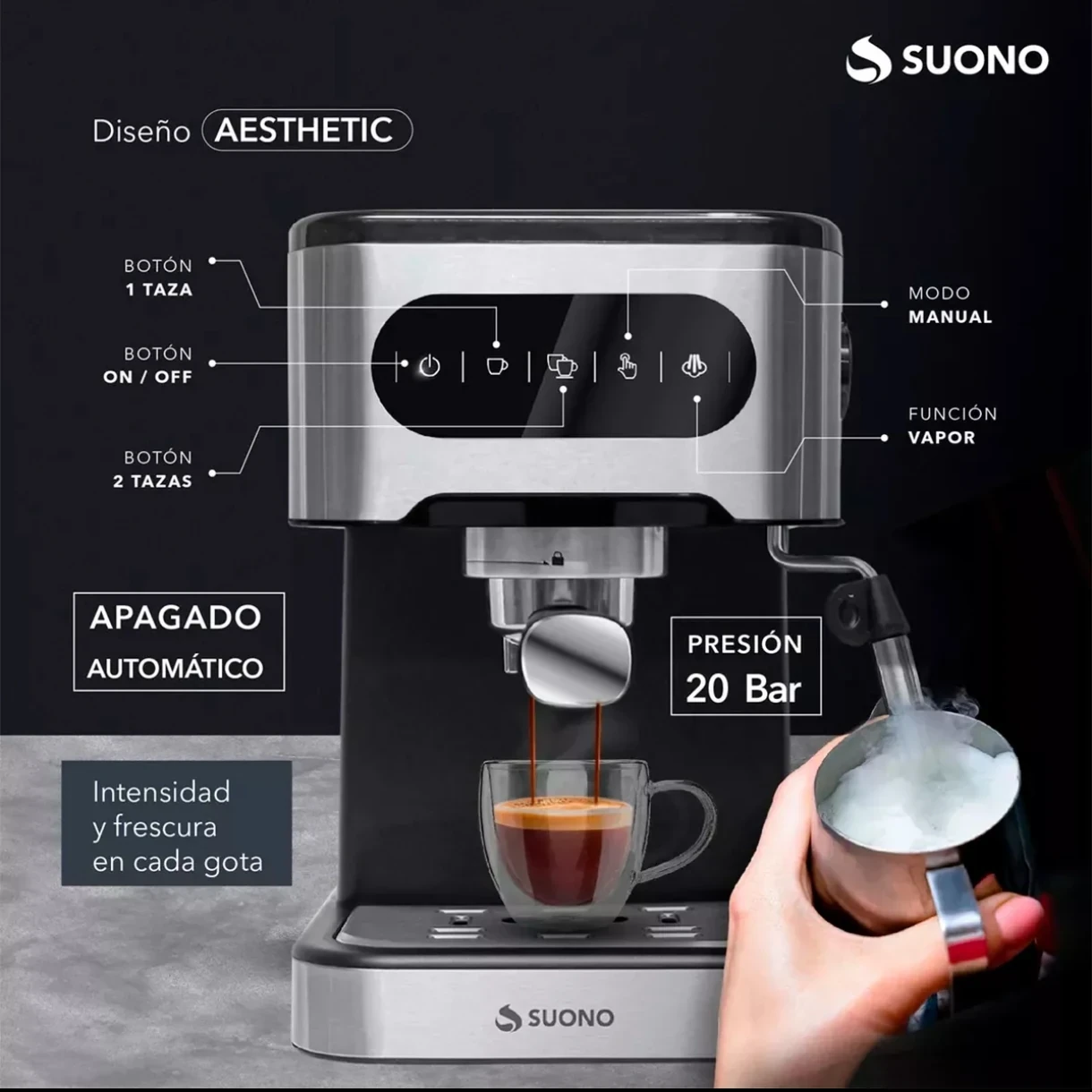 Cafetera Expresso Digital Suono Automática Acero Inox 1.5 L Csi - 2
