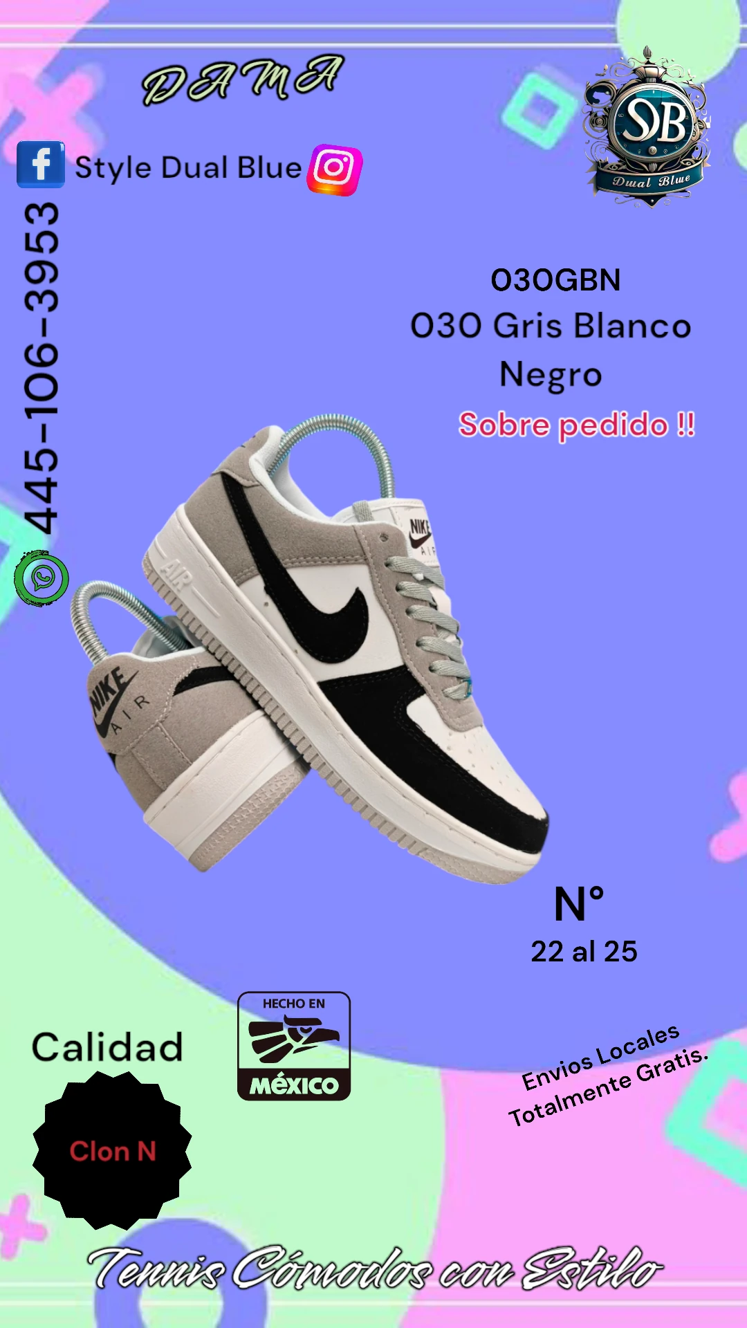 030 Gris Blanco Negro