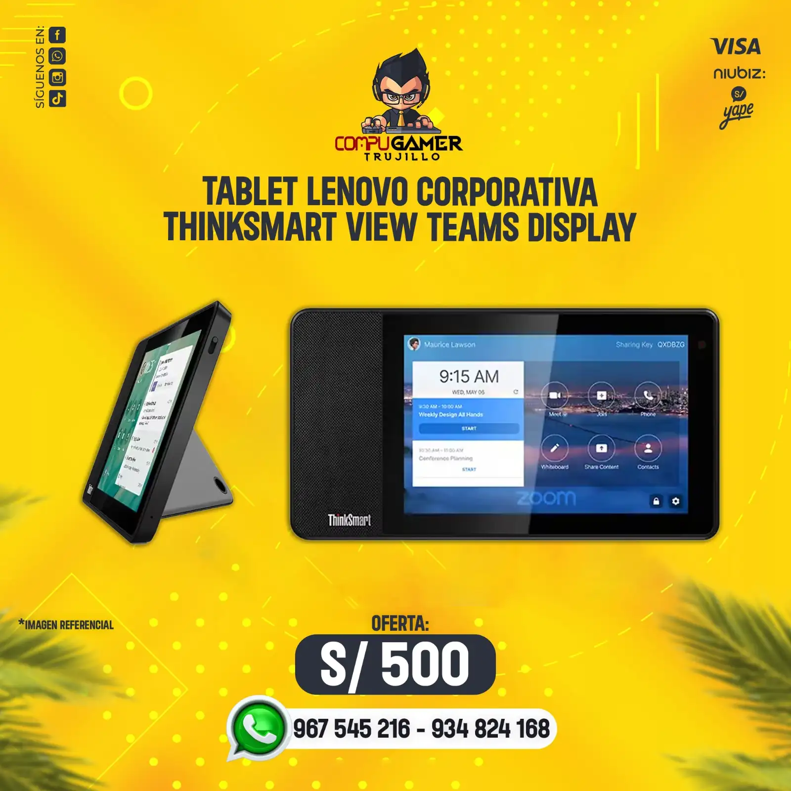 TABLET LENOVO CORPORATIVO THINKSMART VIEW TEAMS DISPLAY BLACK