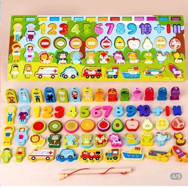 Juego montessori pesca y figuras
