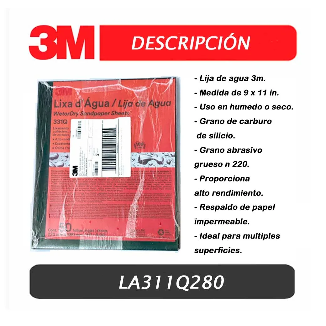 LIJA AGUA 3M-331Q GRANO 280