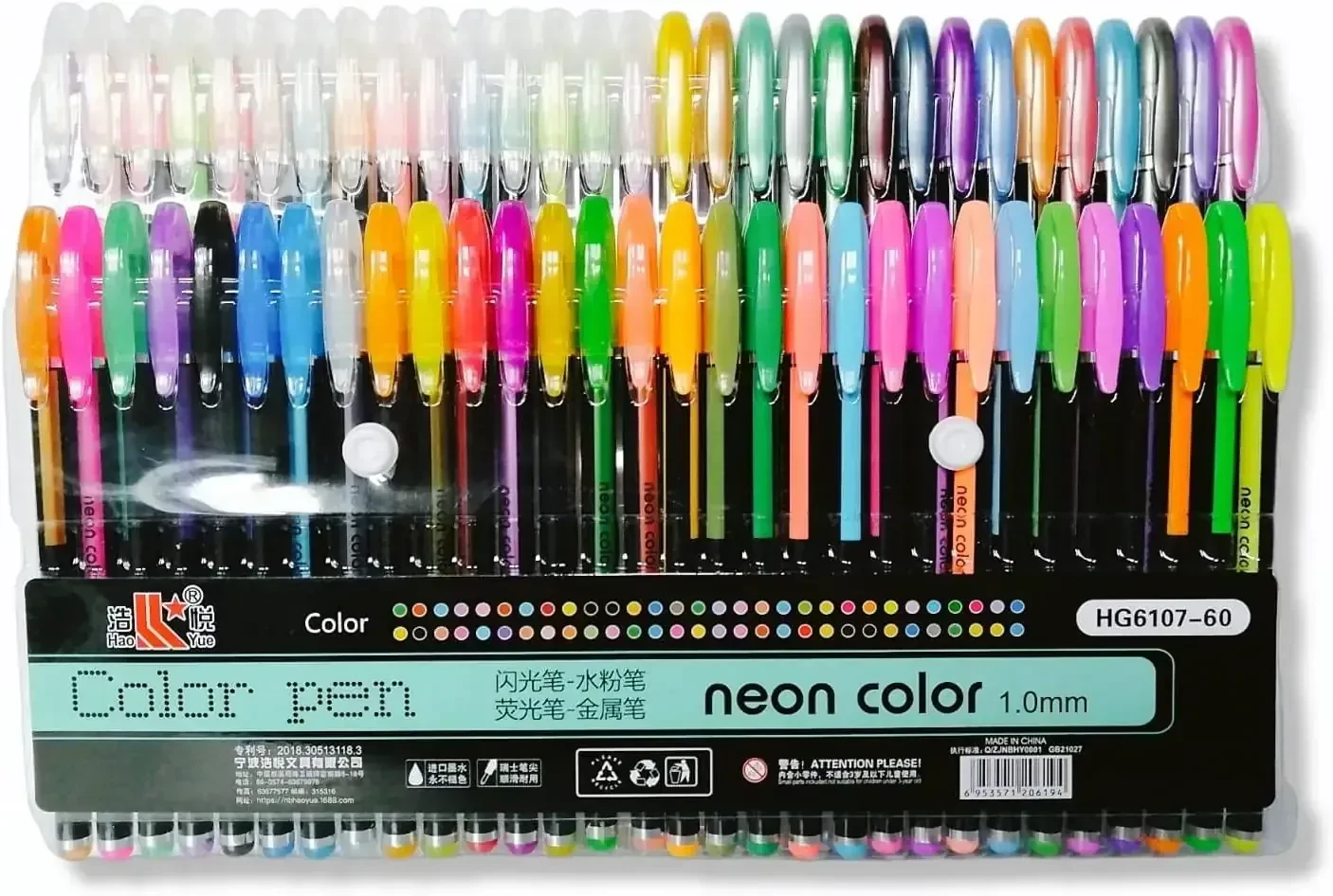 Estuche de bolígrafo neon gel de 60 tintas