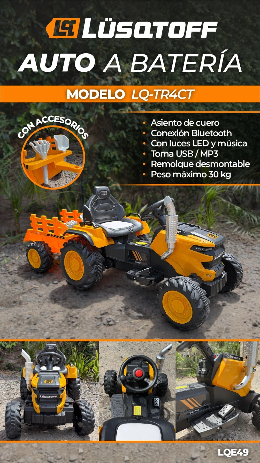 🚜 *TRACTOR C/TEMOLQUE A BATERIA LÜQSTOFF MOD. LQ-TR4CT 