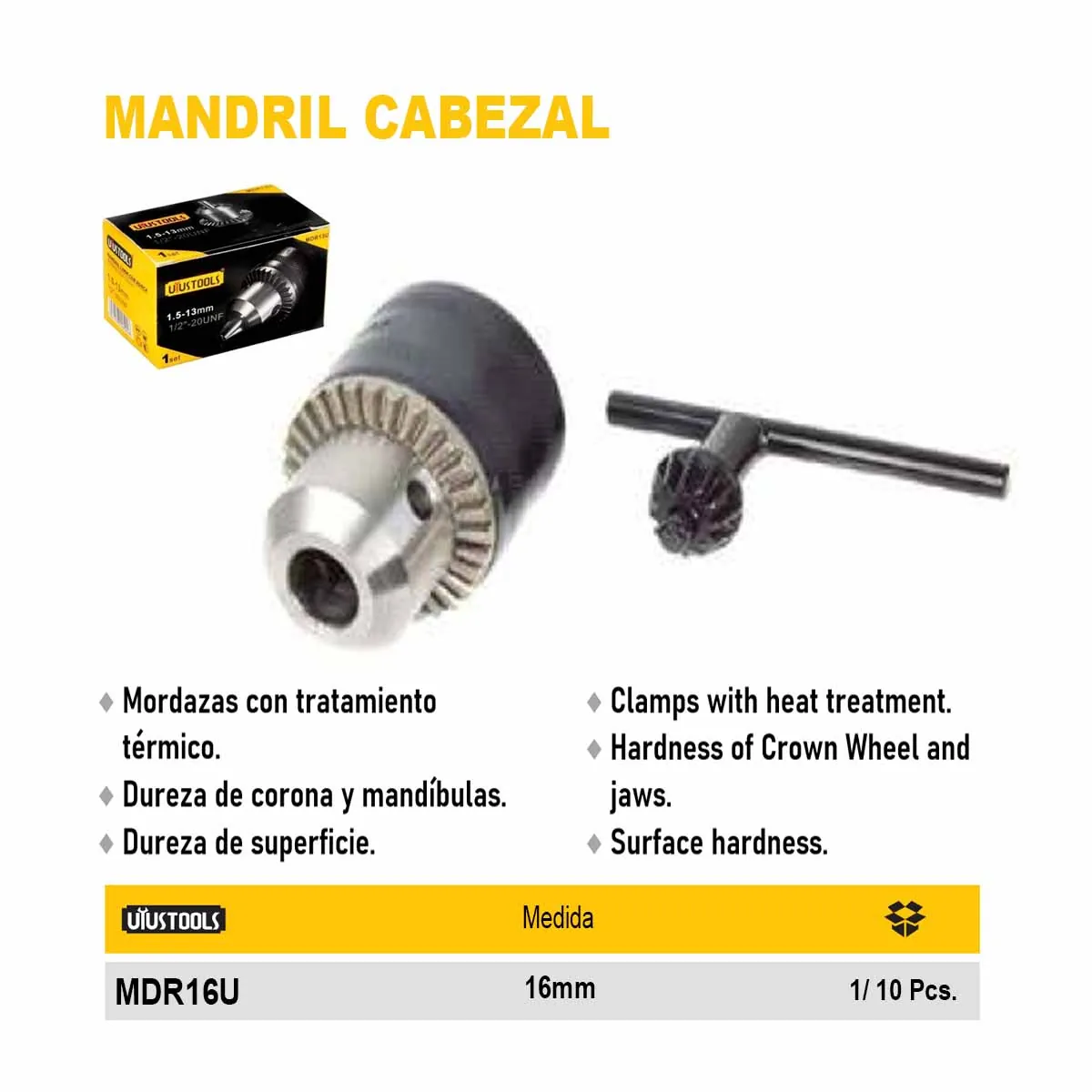 LLAVE MANDRIL C/Cabezal rosca  P/TALADRO 16mm