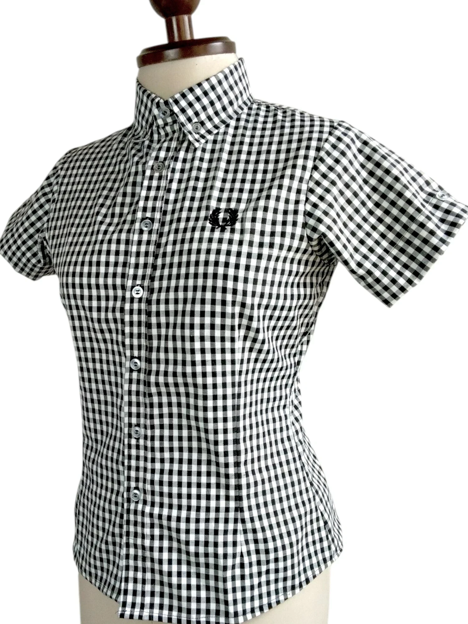 Camisa cuadros blancos con negro talla M 2